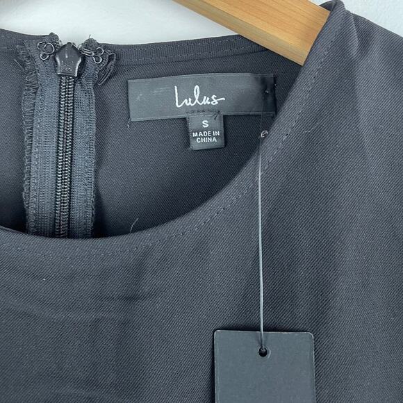 NWT Lulus Believe It or Knot Black Long Sleeve Tie-Front Skater Dress - Size S - Picture 5 of 7